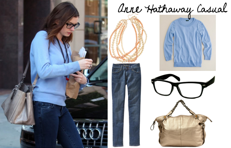 Here you go Anne's casual look for less Anne Hathaway glasses casual